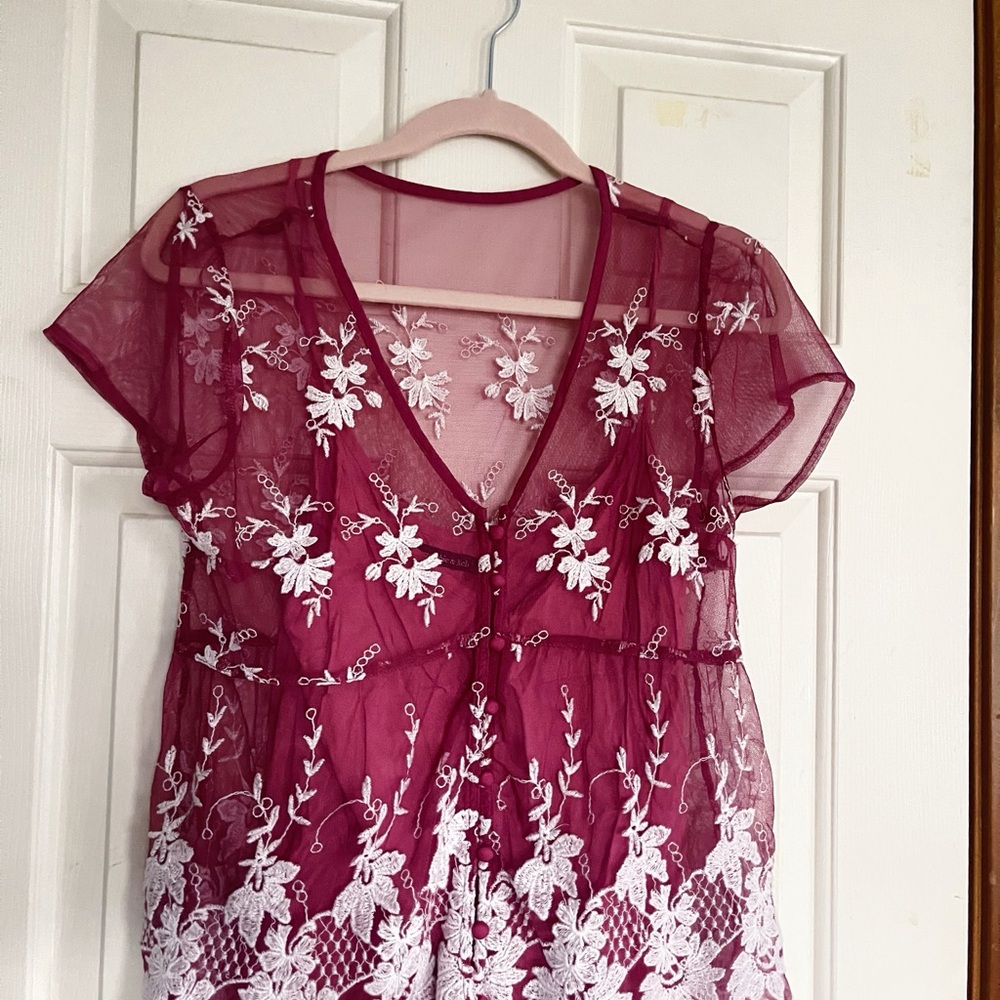 Sheer Floral Embroidered Top